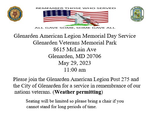 Glenarden American Legion Veterans Memorial Day Service_05292023